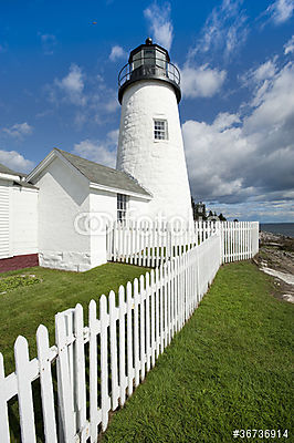 Világítótorony a Pemaquid pontban, Bristolban, Maine, USA-ban (fotótapéta) - vászonkép, falikép otthonra és irodába