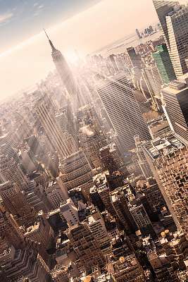 New York City manhattani horizontja a naplementében. (poszter) - vászonkép, falikép otthonra és irodába