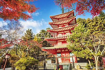 Mt. Fuji bukó színekkel Japánban (keretezett kép) - vászonkép, falikép otthonra és irodába