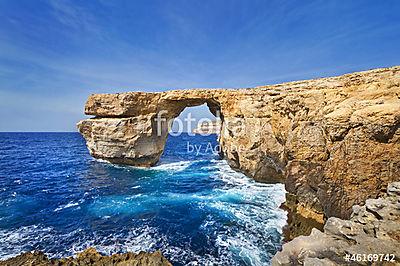 Az Azure Window a Gozo-szigeten, Málta (keretezett kép) - vászonkép, falikép otthonra és irodába