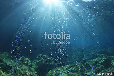 Underwater ocean background with air bubbles in water  (fotótapéta) - vászonkép, falikép otthonra és irodába