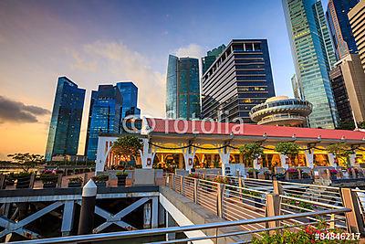 Szép napkelte reggel Szingapúrban (többrészes kép) - vászonkép, falikép otthonra és irodába