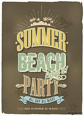Vintage nyári vakáció vektoros háttér tipográfiai (poszter) - vászonkép, falikép otthonra és irodába