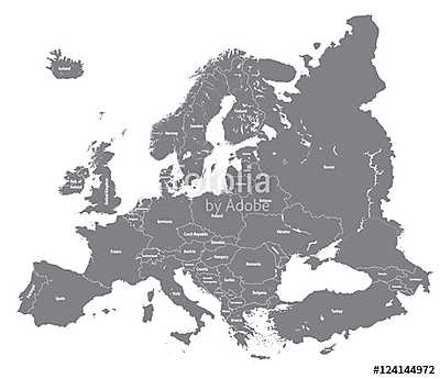 vektor európai nagy részletes politikai térkép (többrészes kép) - vászonkép, falikép otthonra és irodába