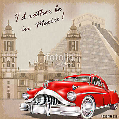 Mexico retro poster. (poszter) - vászonkép, falikép otthonra és irodába