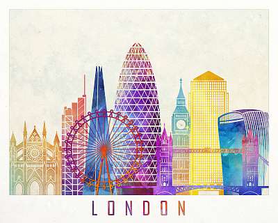 London landmarks watercolor poster (poszter) - vászonkép, falikép otthonra és irodába