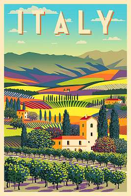 Utazás poszter - Olaszország (keretezett kép) - vászonkép, falikép otthonra és irodába