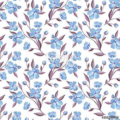 Hand drawn watercolor floral seamless pattern. Background with f (keretezett kép) - vászonkép, falikép otthonra és irodába