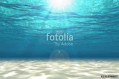 Abstract under sea background, white sand with sun ray for your design. Digital generating image. 3D illustration. (fotótapéta) - vászonkép, falikép otthonra és irodába