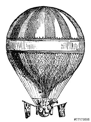 Hélium ballon viktoriánus metszete (többrészes kép) - vászonkép, falikép otthonra és irodába