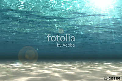 Abstract undersea background, white sand with sun ray for your design. Digital generating image. (bögre) - vászonkép, falikép otthonra és irodába