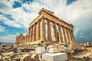 Parthenon, Akropolisz Athénban felhőkkel (bögre) - vászonkép, falikép otthonra és irodába