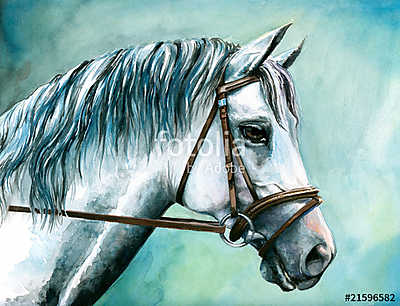 Szürke ló (akvarell) (keretezett kép) - vászonkép, falikép otthonra és irodába