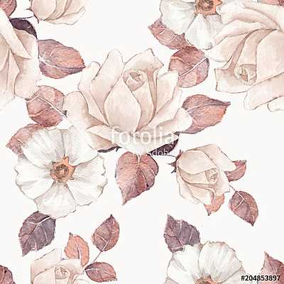 Delicate flowers. Watercolor floral seamless pattern 3. Pastel c (többrészes kép) - vászonkép, falikép otthonra és irodába