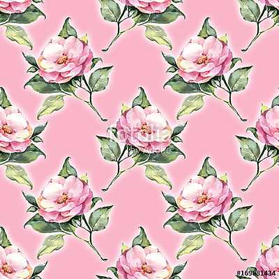 Seamless pattern, watercolor pink roses (poszter) - vászonkép, falikép otthonra és irodába