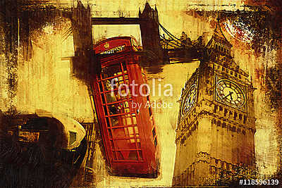 London oil art illustration (bögre) - vászonkép, falikép otthonra és irodába