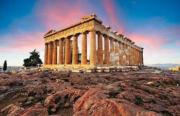 Parthenon, Athéni Akropolisz, esti fényekben (fotótapéta) - vászonkép, falikép otthonra és irodába