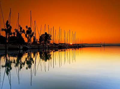 Sunset in Hungary lake Balaton (fotótapéta) - vászonkép, falikép otthonra és irodába