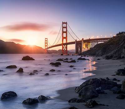 Golden Gate Bridge San Francisco-ban Kaliforniában (vászonkép óra) - vászonkép, falikép otthonra és irodába