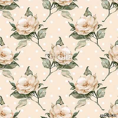 Floral seamless pattern, watercolor flowers (bögre) - vászonkép, falikép otthonra és irodába