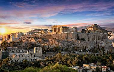 Akropolisz látképe, Athén (többrészes kép) - vászonkép, falikép otthonra és irodába