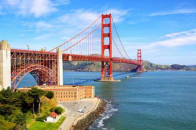 Golden Gate Bridge és Fort Point, San Francisco, Amerikai Egyesü (poszter) - vászonkép, falikép otthonra és irodába