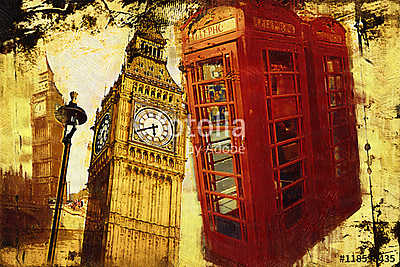 London oil art illustration (fotótapéta) - vászonkép, falikép otthonra és irodába