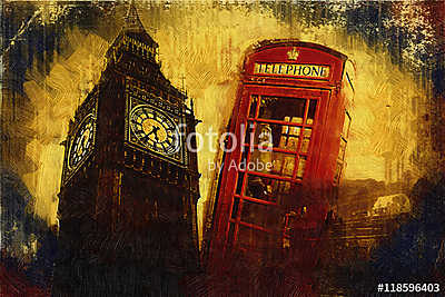 London oil art illustration (poszter) - vászonkép, falikép otthonra és irodába