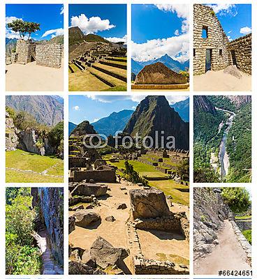 Rejtélyes város - Machu Picchu, Peru, Dél-Amerika. (keretezett kép) - vászonkép, falikép otthonra és irodába