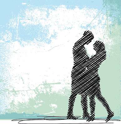 Vázlat a táncos pár. Vektoros illusztráció (poszter) - vászonkép, falikép otthonra és irodába