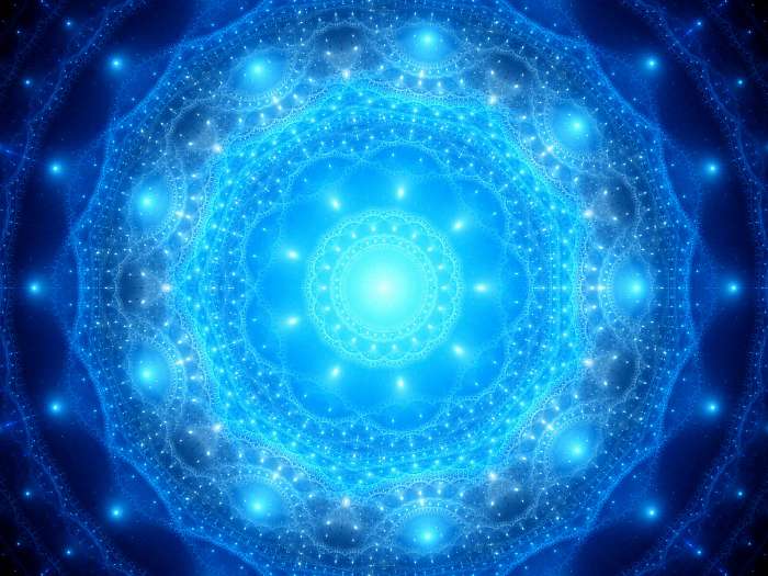 Blue glowing mandala in space, Premium Kollekció