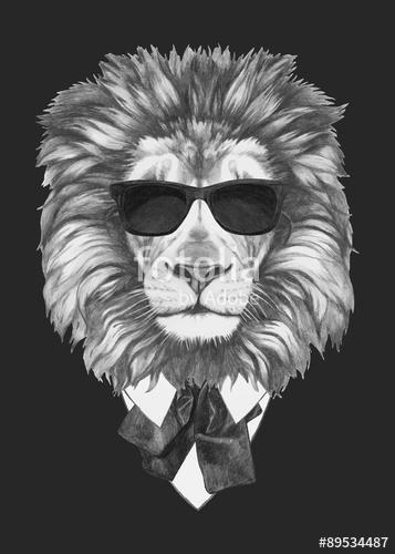 Portrait of Lion in suit. Vector, Premium Kollekció