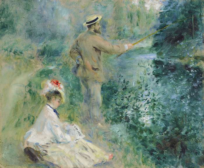 Horgász pecabottal (1874) , Pierre Auguste Renoir