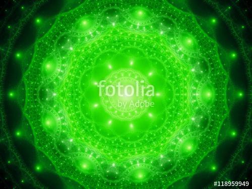 Green glowing mandala in space, Premium Kollekció