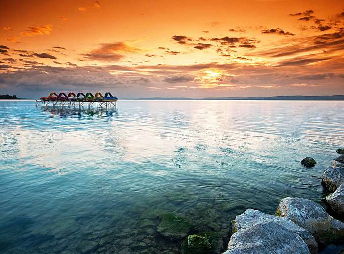 Naplemente a Balatonon, vizibiciklikkel, 