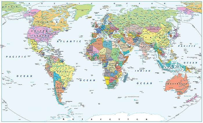 Politikai Világtérkép - határok, országok és városok, Premium Kollekció