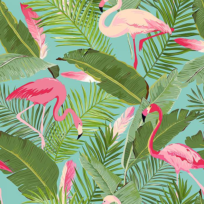 Trópusi zökkenőmentes vektor flamingó és virágos nyári mintázat., Premium Kollekció
