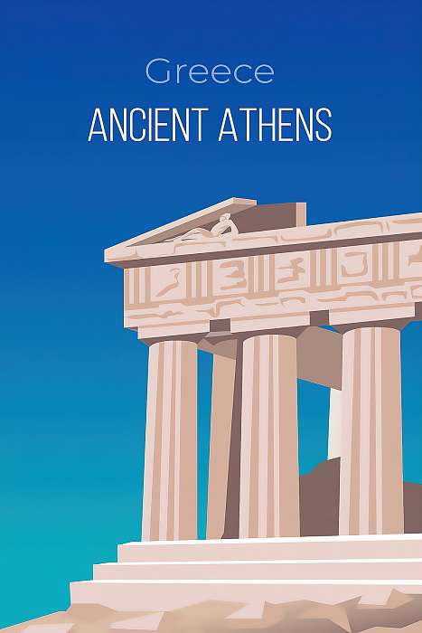 Görög minimalista poszter - 1 - Az ősi Athén,  Görög minimalista poszter - 1 - Az ősi Athén,