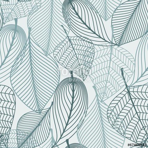 Delicate skeleton leaves seamless pattern, Premium Kollekció