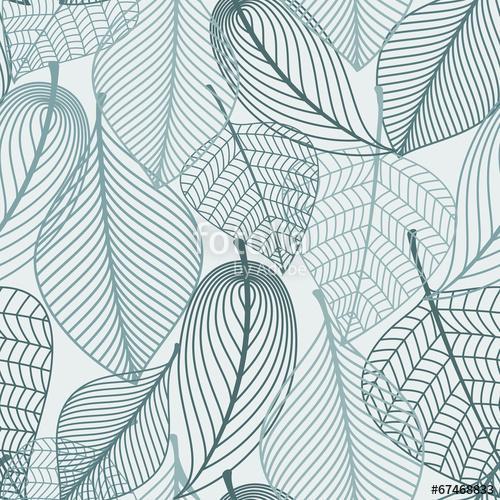 Delicate skeleton leaves seamless pattern, Premium Kollekció