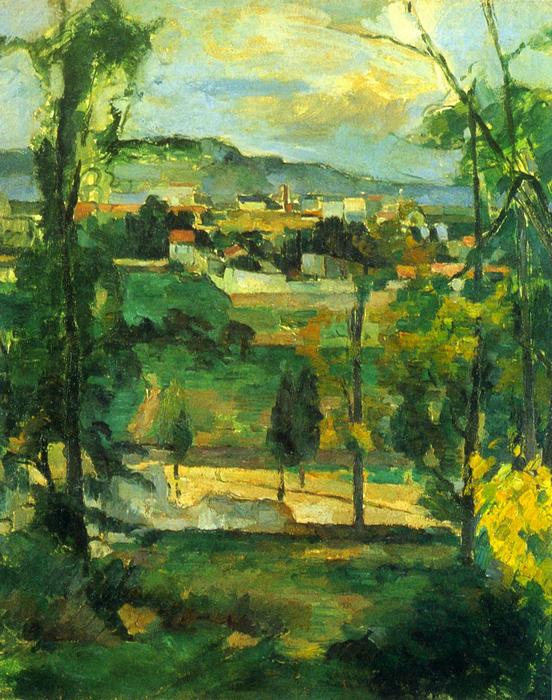 Falu a fák mögött, Paul Cézanne
