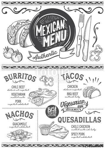 Mexican menu restaurant, food template., Premium Kollekció