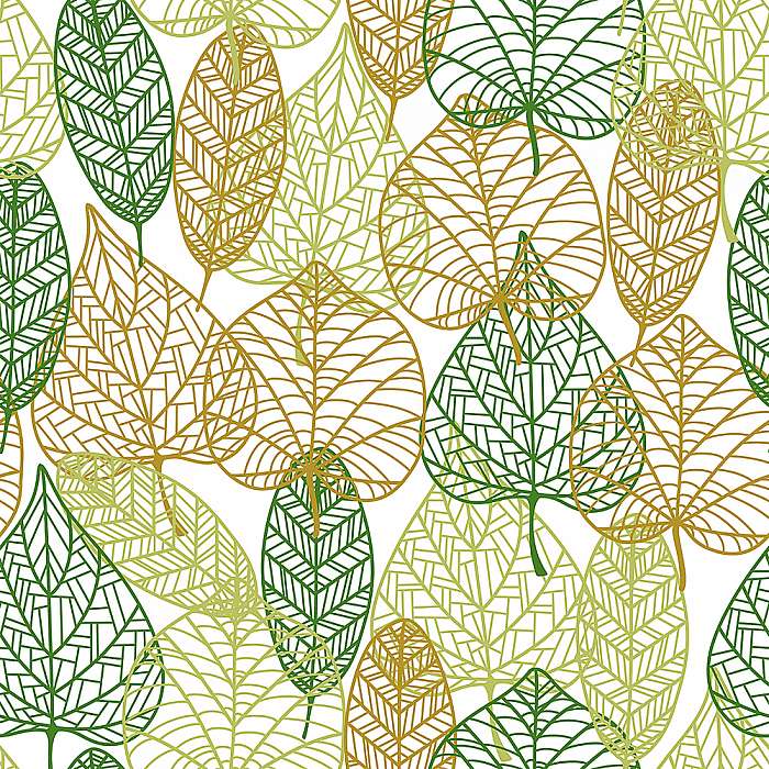 Seamless pattern of outline autumnal leaves, Premium Kollekció