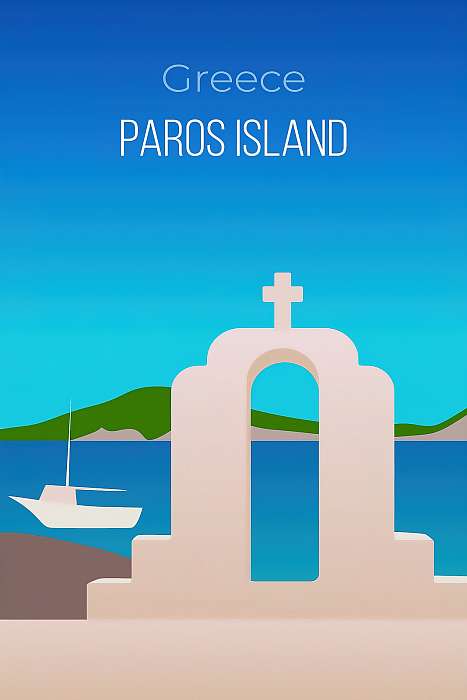 Greece minimal poster - 3 - Parosz szigete,  Greece minimal poster - 3 - Parosz szigete,
