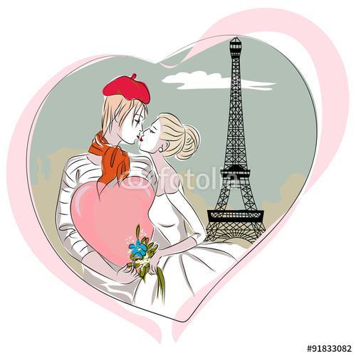 Csak a párizsi házaspár az Eiffel-torony közelében. Esküvő napja, Premium Kollekció