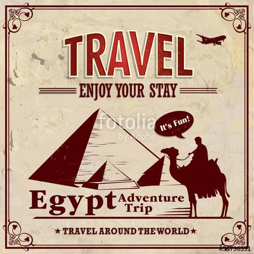 Vintage utazás Egyiptom ünnepi plakát, Premium Kollekció