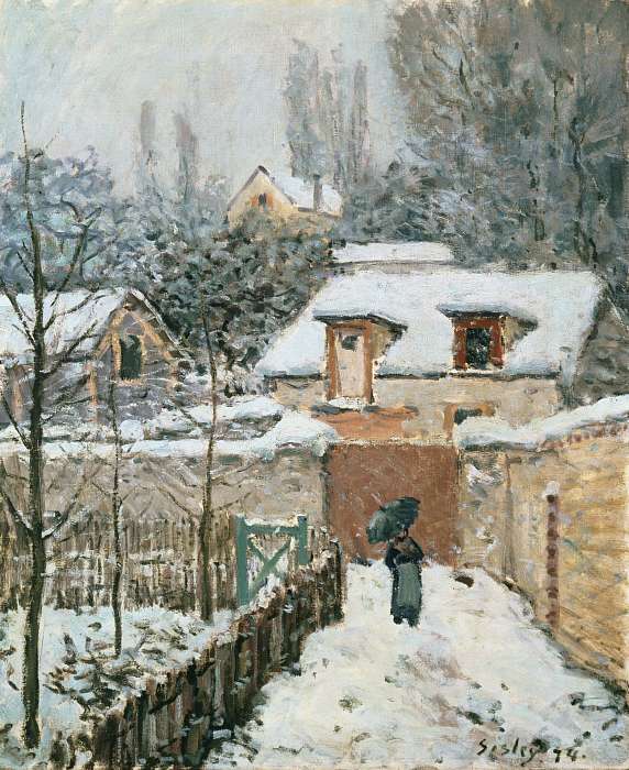 Havas utcakép Louveciennesben, Alfred Sisley