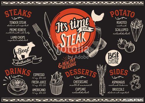 Steak menu restaurant, food template., Premium Kollekció