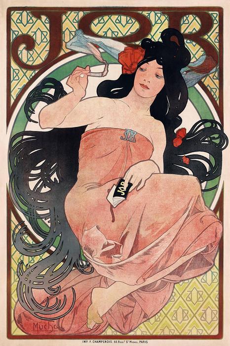 JOB, cigaretta papír, Alfons Mucha