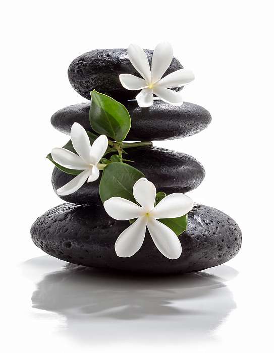 Tiare virágok és torony fekete kőfürdő, Premium Kollekció